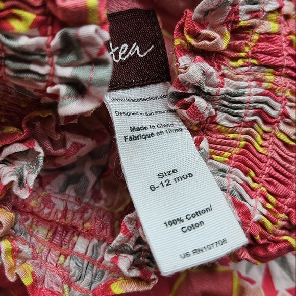 Tea Collection South African Floral Smock Neck Baby Bubble 6-12 months - Picture 5 of 6